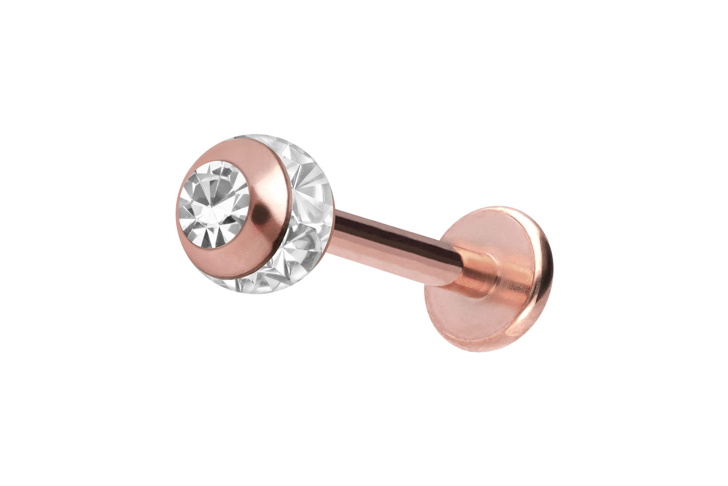Chirurgenstahl Labret Piercing EPOXY-RING-KUGEL + KRISTALL